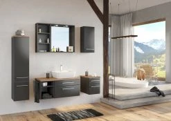 Waschtisch DAVOS - grafitgrau-Wotaneiche - inklusive Becken - 90 cm -Baumarkt Verkaufsgeschäft 9004361700 04 1600Wx1600H