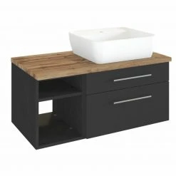 Waschtisch DAVOS - grafitgrau-Wotaneiche - inklusive Becken - 90 cm