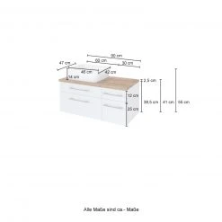 Waschtisch DAVOS - weiß - inklusive Becken - 90 cm breit 6 Waschtisch DAVOS - weiß - inklusive Becken - 90 cm breit -Baumarkt Verkaufsgeschäft 9004361900 03 1600Wx1600H