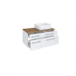 Waschtisch DAVOS - weiß - 2 Schubkästen - Becken rechts - 90 cm breit -Baumarkt Verkaufsgeschäft 9004362200 03 1600Wx1600H