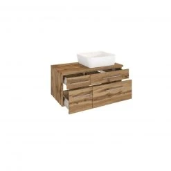 Waschtisch DAVOS - Wotaneiche - 2 Schubkästen - Becken recht - 90 cm breit -Baumarkt Verkaufsgeschäft 9004362400 03 1600Wx1600H