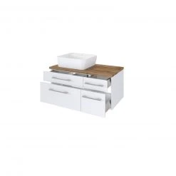 Waschtisch DAVOS - weiß - 2 Schubkästen - Becken links - 90 cm breit -Baumarkt Verkaufsgeschäft 9004362500 03 1600Wx1600H