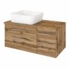 Waschtisch DAVOS - Wotaneiche - 2 Schubkästen - Becken links - 90 cm breit