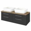 Waschtisch DAVOS - grafitgrau - 2 Becken - 120 cm breit