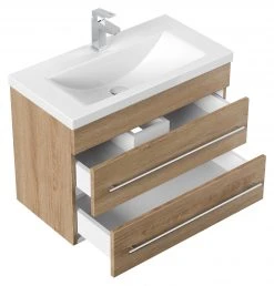 Waschtisch PORTUS - Eiche hell - mit Waschbecken - 2 Schubkästen - 70 cm -Baumarkt Verkaufsgeschäft 9004393700 03 1600Wx1600H