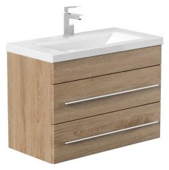 Waschtisch PORTUS - Eiche hell - mit Waschbecken - 2 Schubkästen - 70 cm