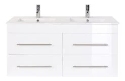 Doppelwaschtisch - weiß Hochglanz-weiß - 2 Waschbecken - 122 cm -Baumarkt Verkaufsgeschäft 9004394000 04 1600Wx1600H