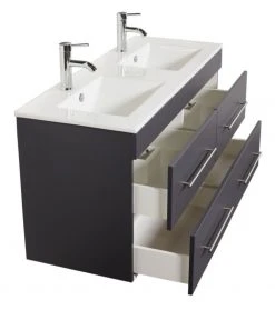 Doppelwaschtisch - anthrazit seidenglanz-anthrazit - 2 Waschbecken - 122 cm -Baumarkt Verkaufsgeschäft 9004394100 03 1600Wx1600H