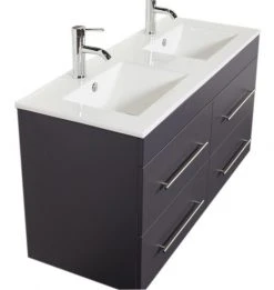 Doppelwaschtisch - anthrazit seidenglanz-anthrazit - 2 Waschbecken - 122 cm