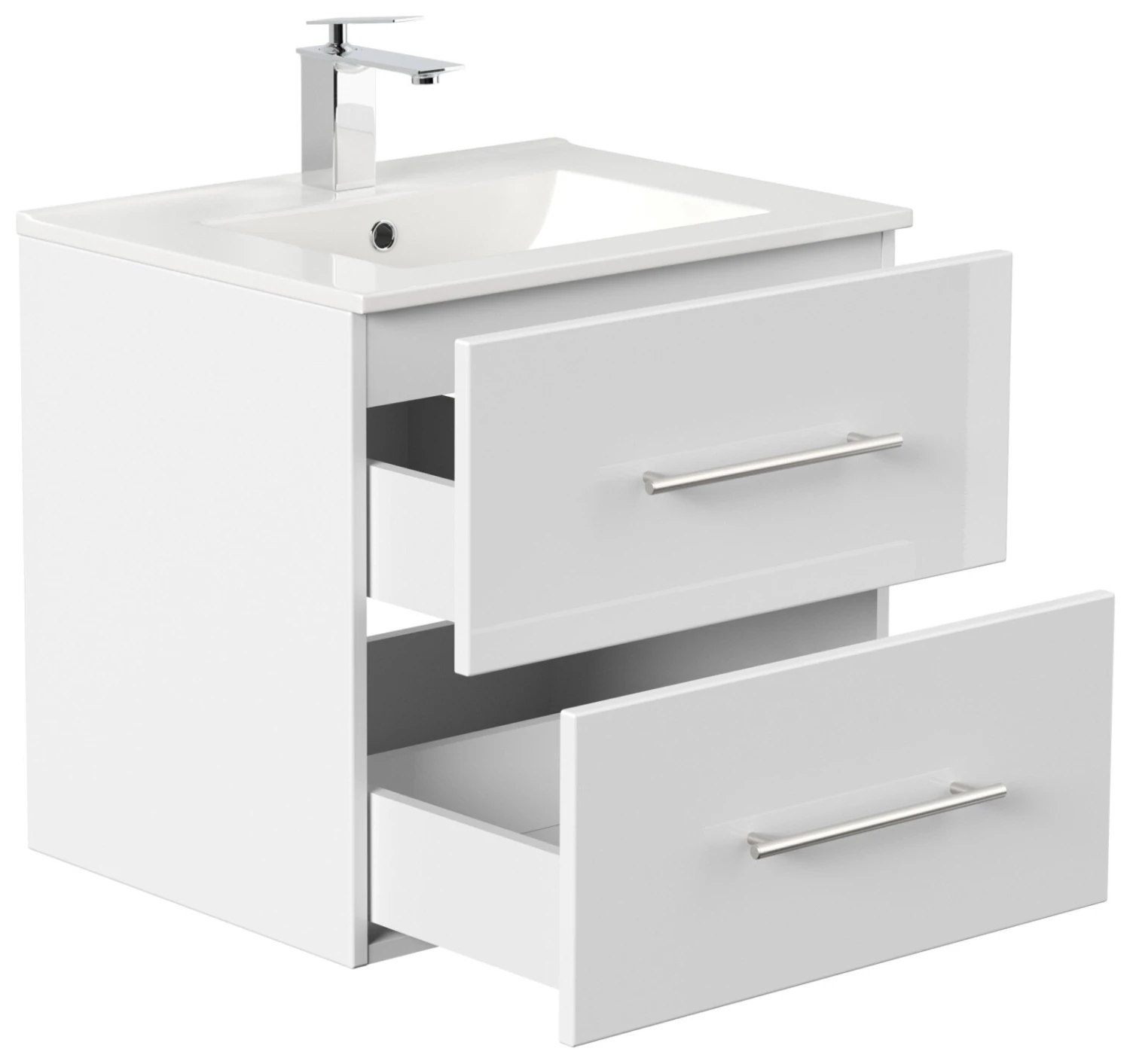 Waschtisch HOMELINE 60 - weiß Hochglanz - mit Waschbecken - 61 cm 2 Waschtisch HOMELINE 60 - weiß Hochglanz - mit Waschbecken - 61 cm – Bild 2