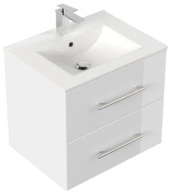 Waschtisch HOMELINE 60 - weiß Hochglanz - mit Waschbecken - 61 cm