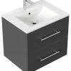Waschtisch HOMELINE 60 - anthrazit Seidenglanz - mit Waschbecken - 61 cm