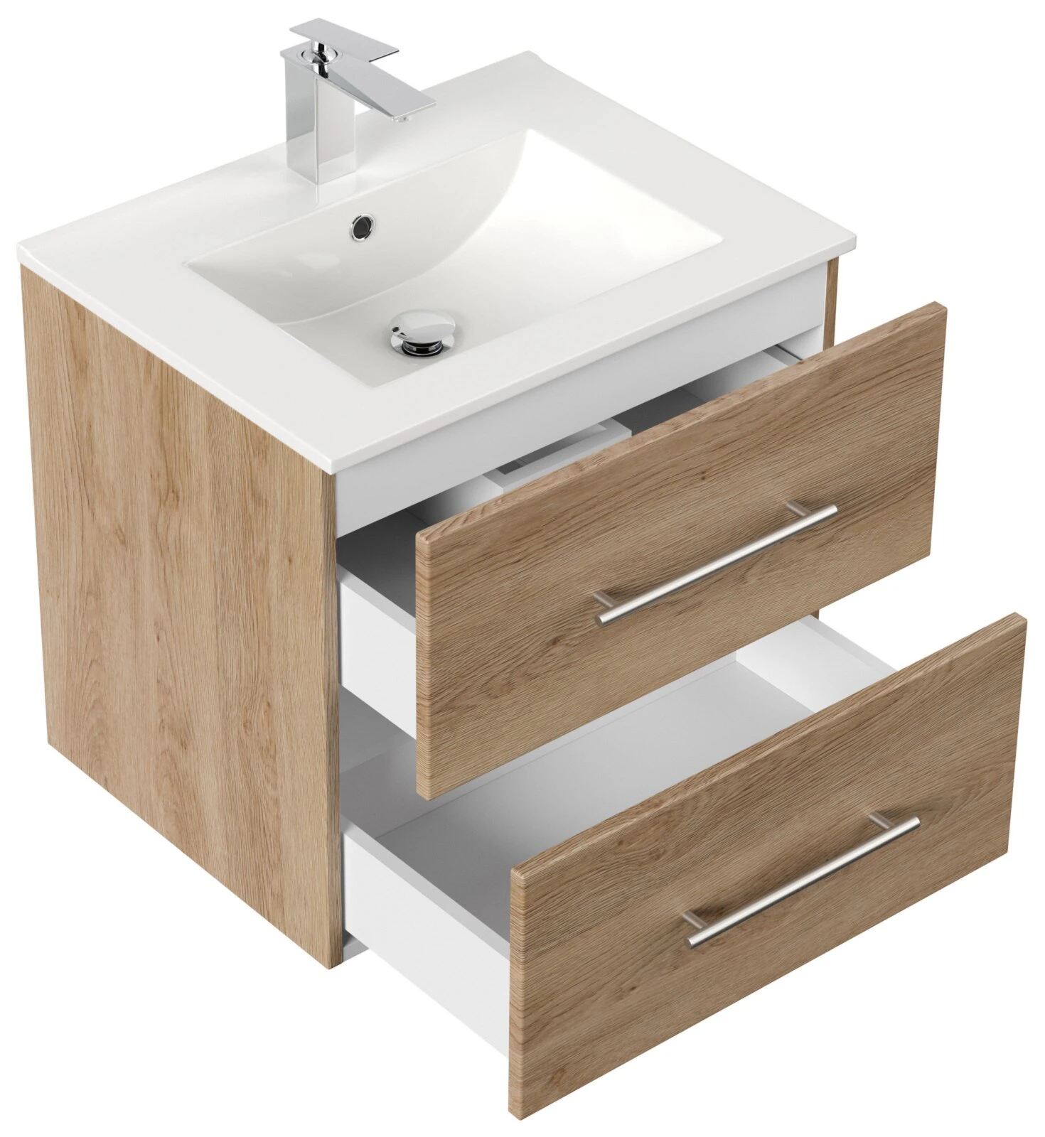 Waschtisch HOMELINE 60 - Eiche hell - mit Waschbecken - 61 cm 2 Waschtisch HOMELINE 60 - Eiche hell - mit Waschbecken - 61 cm – Bild 2