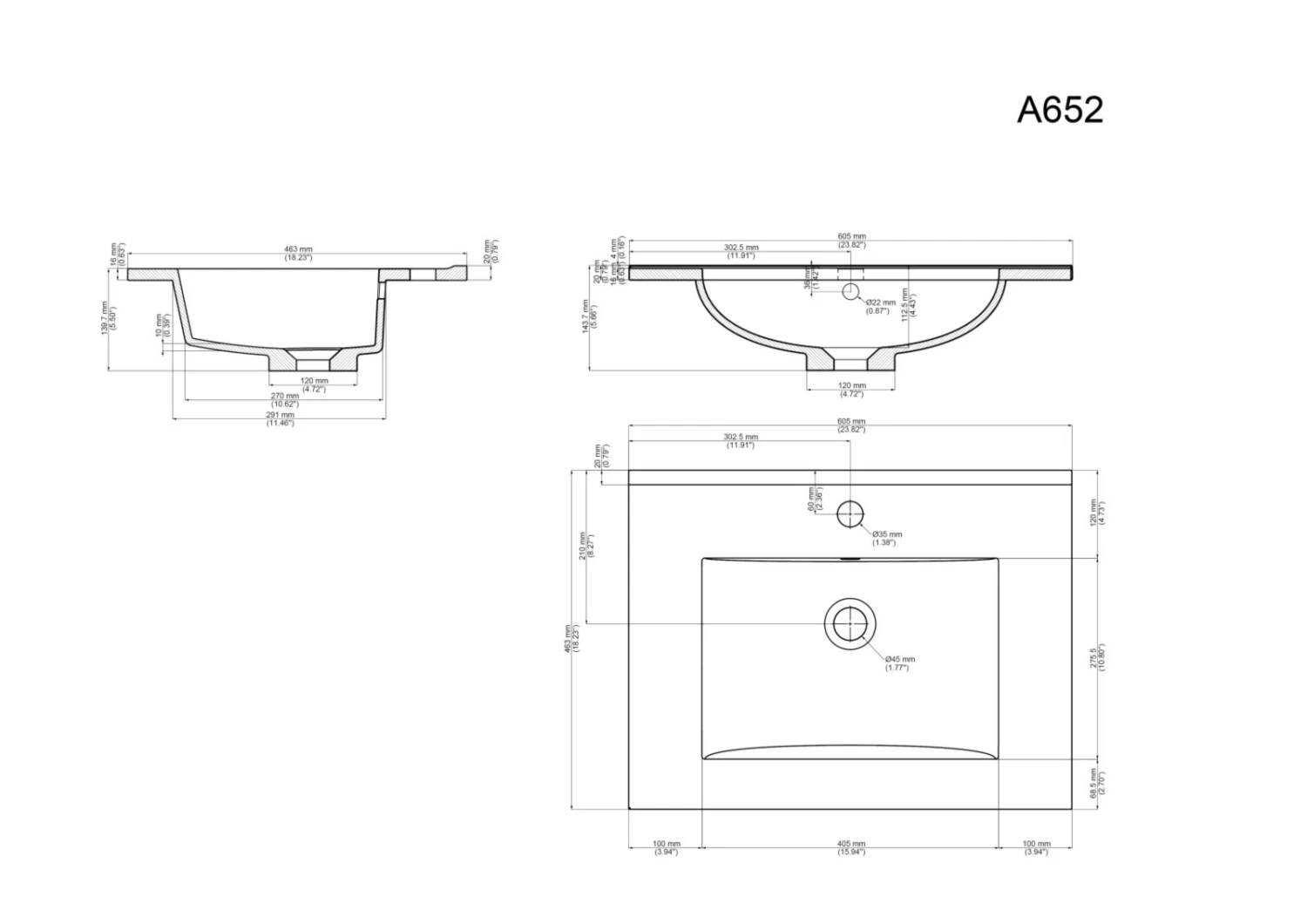Waschtisch HOMELINE 60 - Eiche hell - mit Waschbecken - 61 cm 4 Waschtisch HOMELINE 60 - Eiche hell - mit Waschbecken - 61 cm – Bild 4