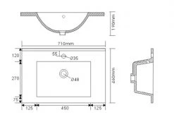 Waschtisch HOMELINE 70 - weiß Hochglanz - mit Waschbecken - 71 cm -Baumarkt Verkaufsgeschäft 9004398900 04 1600Wx1600H