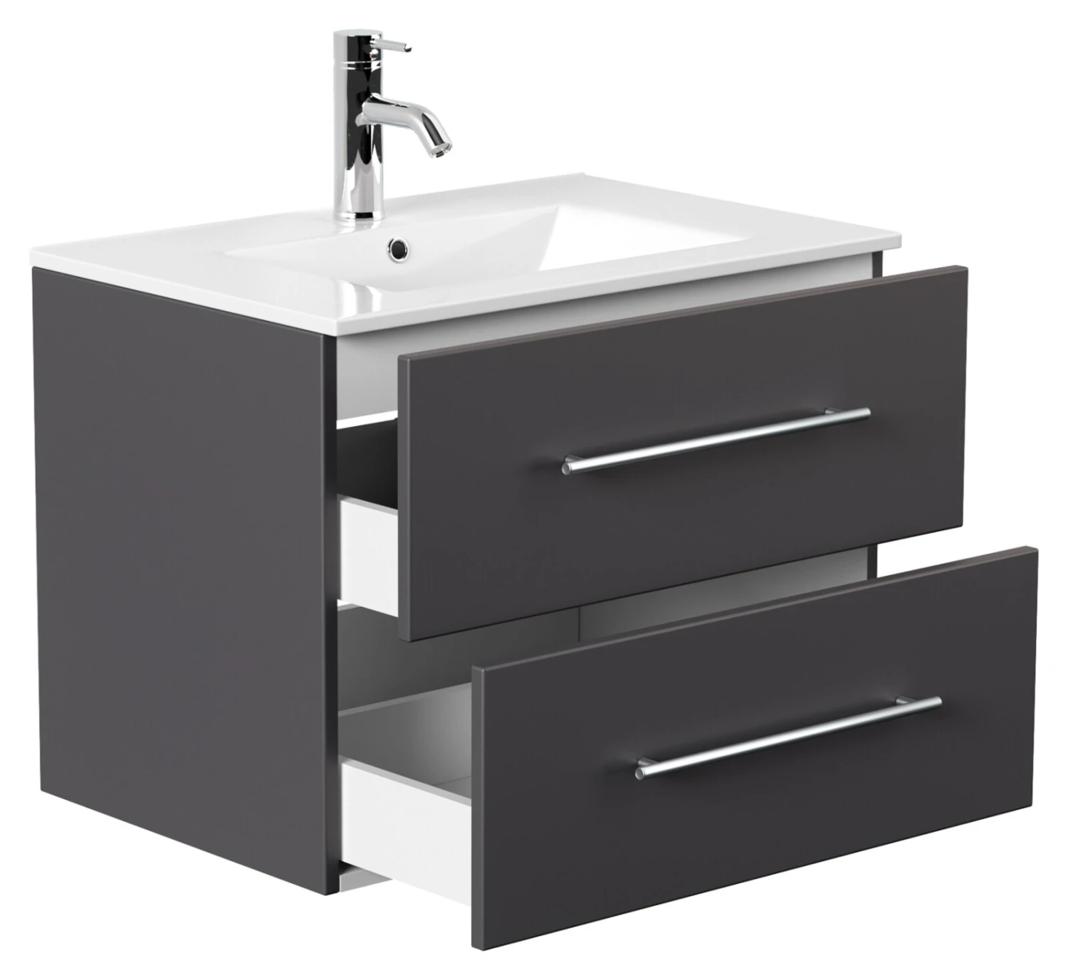 Waschtisch HOMELINE 70 - anthrazit Seidenglanz - mit Waschbecken - 71 cm 2 Waschtisch HOMELINE 70 - anthrazit Seidenglanz - mit Waschbecken - 71 cm – Bild 2