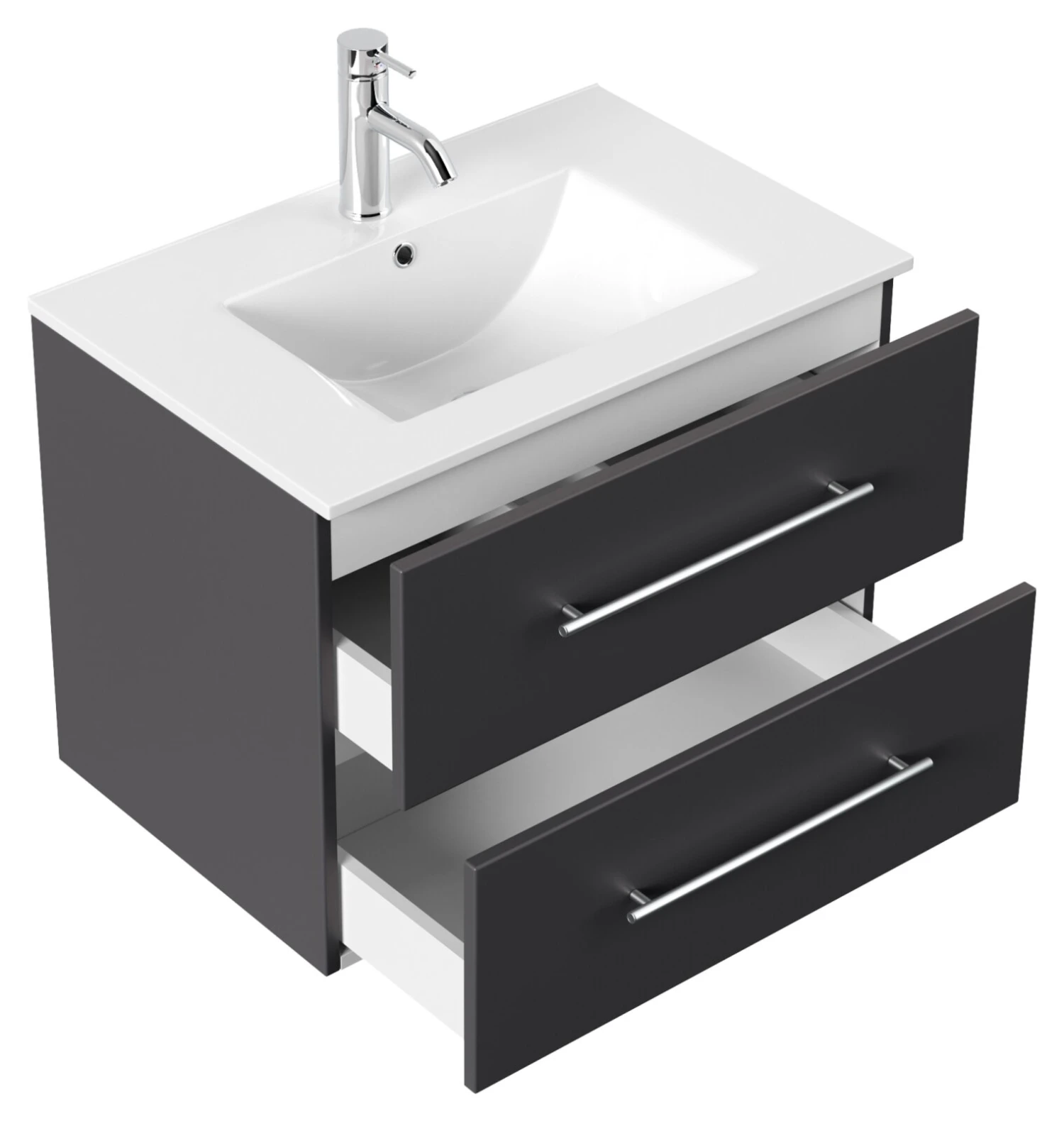 Waschtisch HOMELINE 70 - anthrazit Seidenglanz - mit Waschbecken - 71 cm 3 Waschtisch HOMELINE 70 - anthrazit Seidenglanz - mit Waschbecken - 71 cm – Bild 3