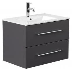 Waschtisch HOMELINE 70 - anthrazit Seidenglanz - mit Waschbecken - 71 cm