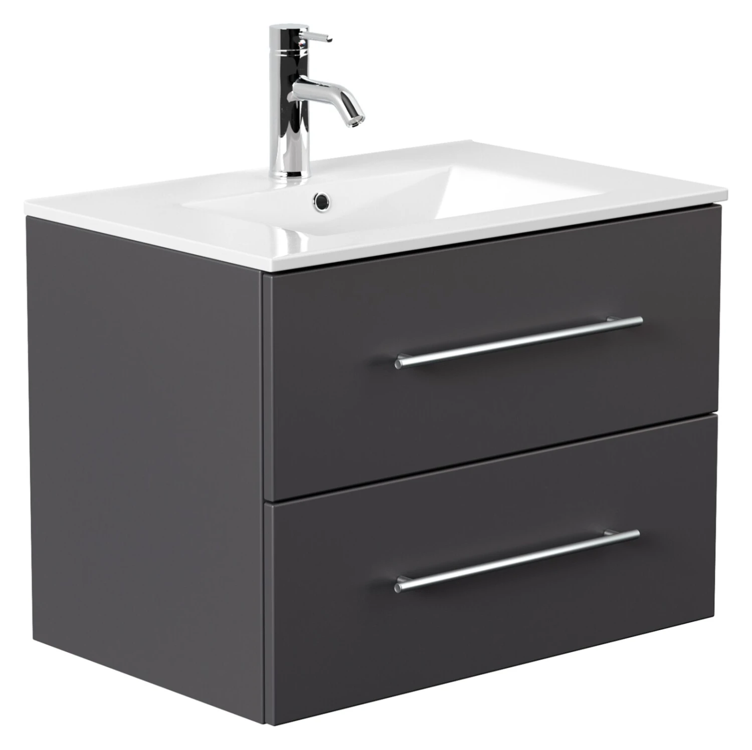 Waschtisch HOMELINE 70 - anthrazit Seidenglanz - mit Waschbecken - 71 cm 1 Waschtisch HOMELINE 70 - anthrazit Seidenglanz - mit Waschbecken - 71 cm