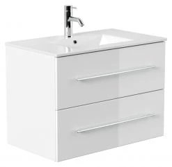 Waschtisch HOMELINE - weiß Hochglanz - mit Waschbecken - 80 cm