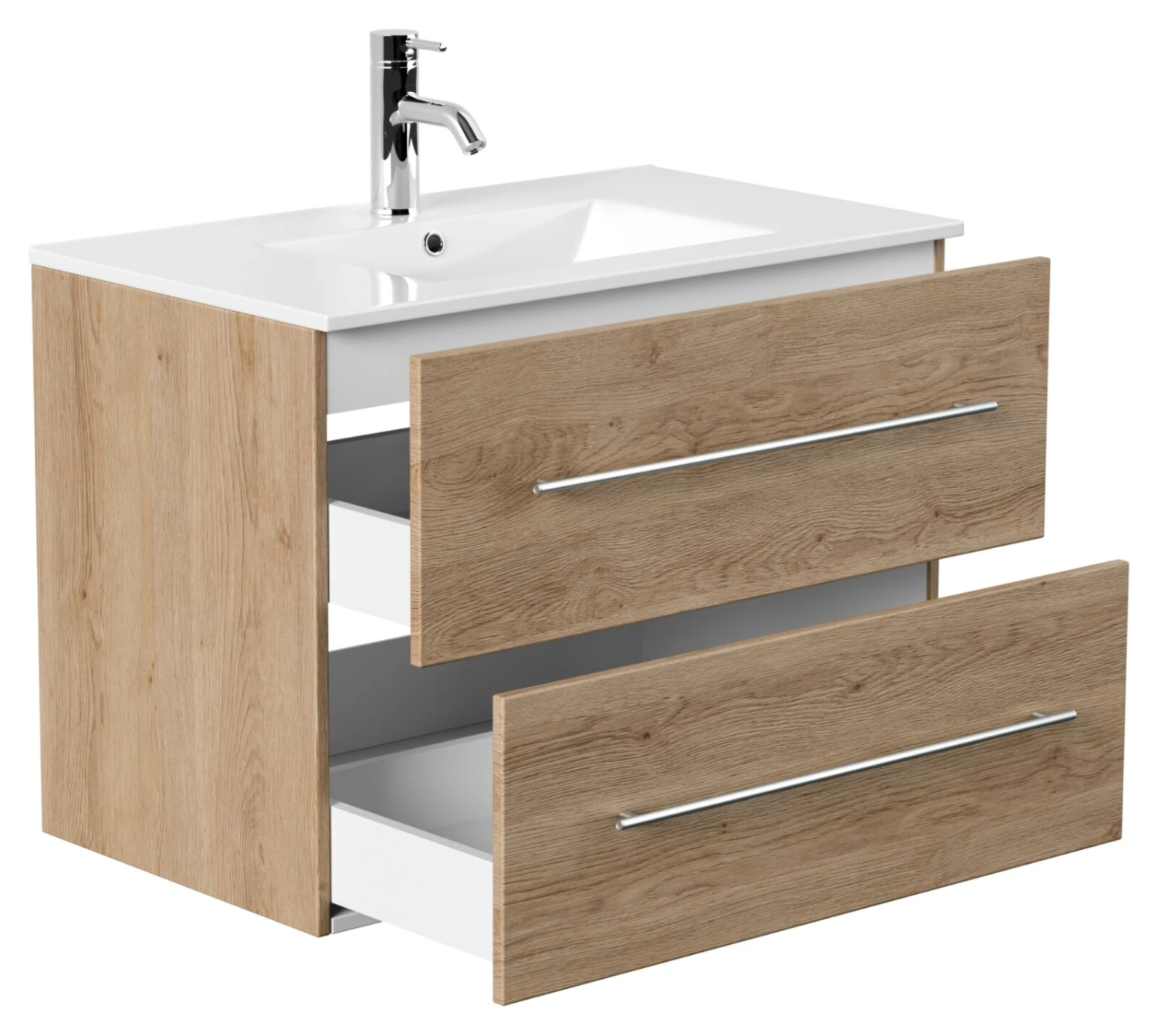 Waschtisch HOMELINE - Eiche hell - mit Waschbecken - 80 cm 2 Waschtisch HOMELINE - Eiche hell - mit Waschbecken - 80 cm – Bild 2