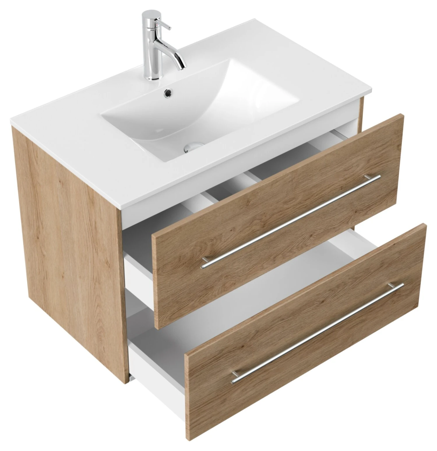 Waschtisch HOMELINE - Eiche hell - mit Waschbecken - 80 cm 3 Waschtisch HOMELINE - Eiche hell - mit Waschbecken - 80 cm – Bild 3