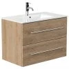 Waschtisch HOMELINE - Eiche hell - mit Waschbecken - 80 cm