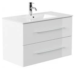 Waschtisch HOMELINE - weiß Hochglanz - mit Waschbecken - 90 cm