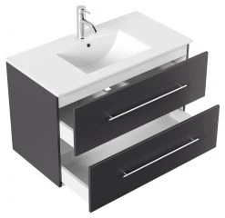 Waschtisch Homeline - anthrazit Seidenglanz - mit Waschbecken - 90 cm -Baumarkt Verkaufsgeschäft 9004399800 03 1600Wx1600H