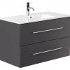 Waschtisch Homeline - anthrazit Seidenglanz - mit Waschbecken - 90 cm