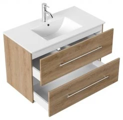 Waschtisch HOMELINE - Eiche hell - mit Waschbecken - 90 cm -Baumarkt Verkaufsgeschäft 9004399900 03 1600Wx1600H