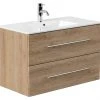 Waschtisch HOMELINE - Eiche hell - mit Waschbecken - 90 cm