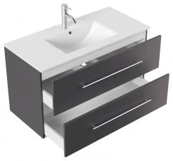 Waschtisch HOMELINE - anthrazit Seidenglanz - mit Waschbecken - 100 cm -Baumarkt Verkaufsgeschäft 9004400200 03 1600Wx1600H