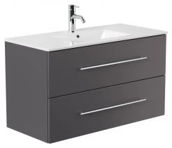 Waschtisch HOMELINE - anthrazit Seidenglanz - mit Waschbecken - 100 cm