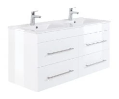 Doppelwaschtisch HOMELINE - weiß Hochglanz - 2 Waschbecken - 120 cm