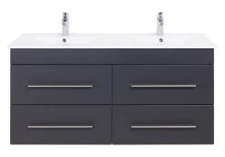 Doppelwaschtisch HOMELINE - anthrazit Seidenglanz - 2 Waschbecken - 120 cm -Baumarkt Verkaufsgeschäft 9004400600 04 1600Wx1600H