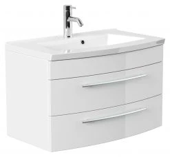 Waschtisch - weiß Hochglanz - mit Waschbecken - 82 cm