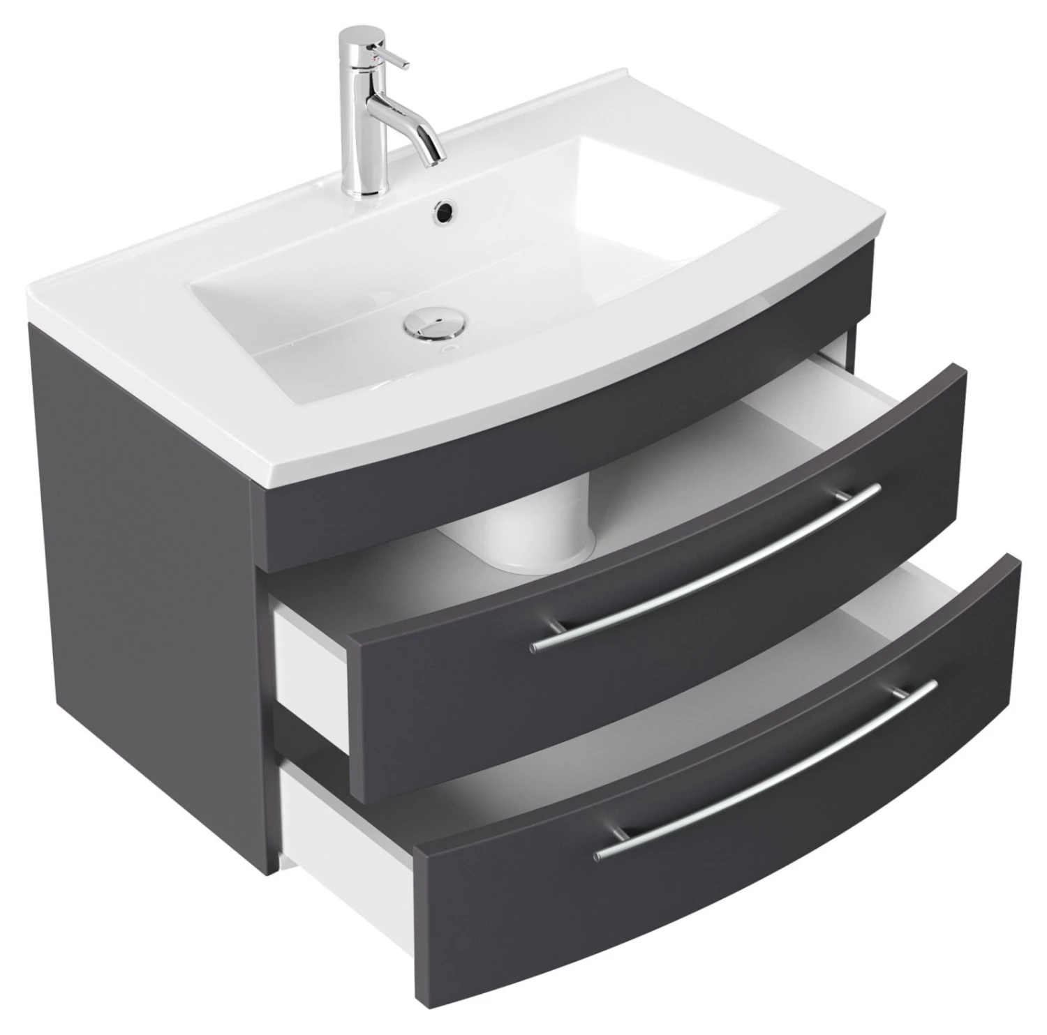 Waschtisch - anthrazit seidenglanz - mit Waschbecken - 82 cm 2 Waschtisch - anthrazit seidenglanz - mit Waschbecken - 82 cm – Bild 2