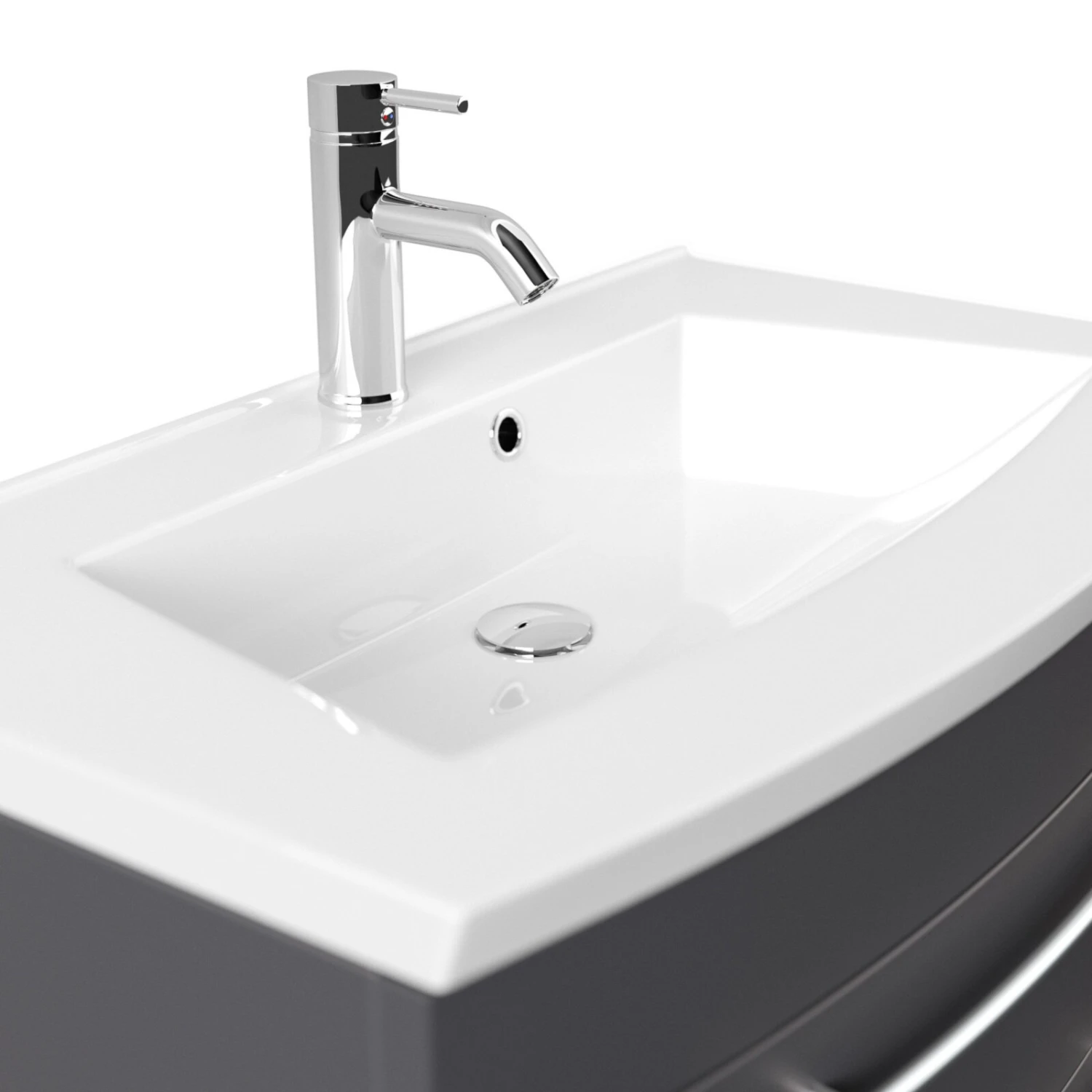 Waschtisch - anthrazit seidenglanz - mit Waschbecken - 82 cm 3 Waschtisch - anthrazit seidenglanz - mit Waschbecken - 82 cm – Bild 3