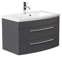 Waschtisch - anthrazit seidenglanz - mit Waschbecken - 82 cm
