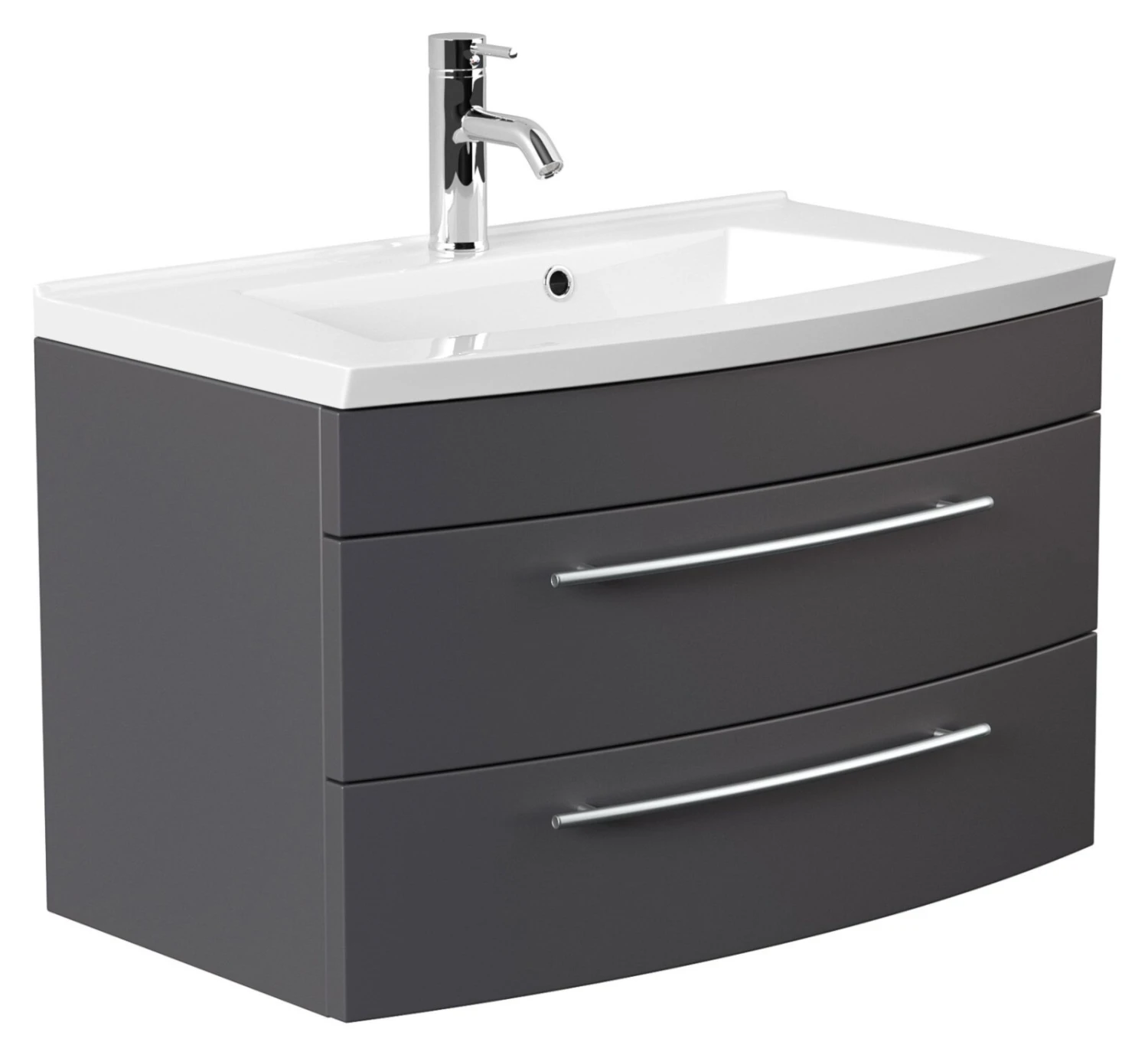 Waschtisch - anthrazit seidenglanz - mit Waschbecken - 82 cm 1 Waschtisch - anthrazit seidenglanz - mit Waschbecken - 82 cm