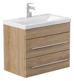 Waschtisch PORTUS - Eiche hell - mit Waschbecken - 2 Schubkästen - 60 cm