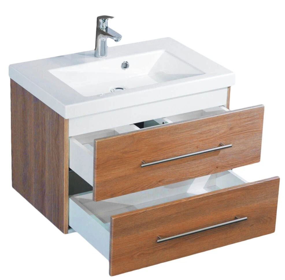 Waschtisch AURORA - Eiche hell - mit Waschbecken - 70 cm 2 Waschtisch AURORA - Eiche hell - mit Waschbecken - 70 cm – Bild 2