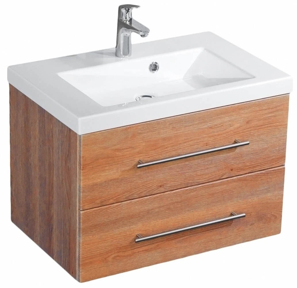 Waschtisch AURORA - Eiche hell - mit Waschbecken - 70 cm 1 Waschtisch AURORA - Eiche hell - mit Waschbecken - 70 cm