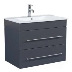 Waschtisch ARTEMIS - anthrazit seidenglanz-anthrazit - mit Waschbecken - 75,5 cm