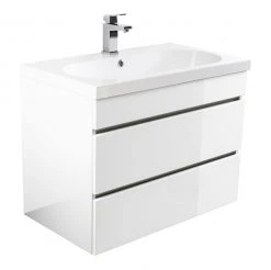 Waschtisch KALI - weiß Hochglanz - grifflos - 70 cm