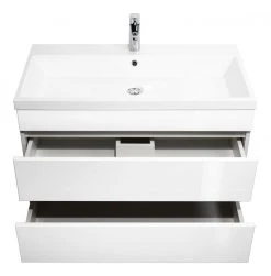 Waschtisch FELINI - weiß Hochglanz-weiß - grifflos - 90 cm -Baumarkt Verkaufsgeschäft 9004407400 03 1600Wx1600H