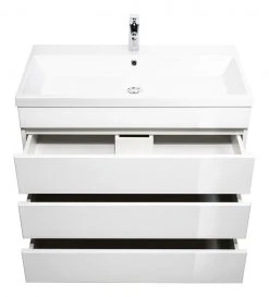 Stand-Waschtisch FELINI - weiß Hochglanz-weiß - grifflos - 90 cm -Baumarkt Verkaufsgeschäft 9004407700 03 1600Wx1600H