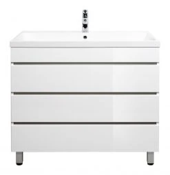 Stand-Waschtisch FELINI - weiß Hochglanz-weiß - grifflos - 90 cm -Baumarkt Verkaufsgeschäft 9004407700 04 1600Wx1600H