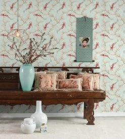 Vliestapete ASIAN FUSION - blau-rot - 10 Meter -Baumarkt Verkaufsgeschäft 9004497300 04 1600Wx1600H